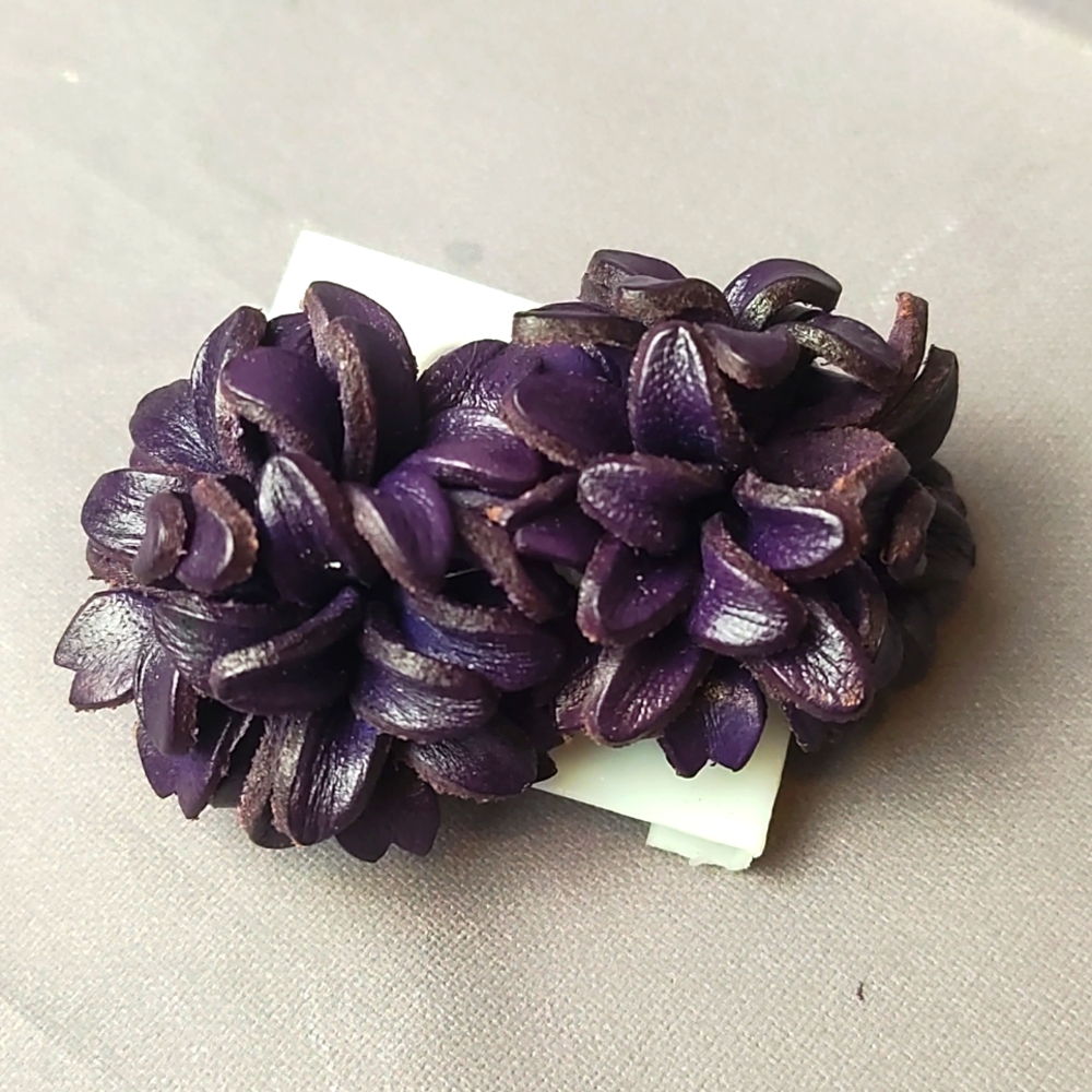 Deep purple very full hand crafted leather carnation? Earrings